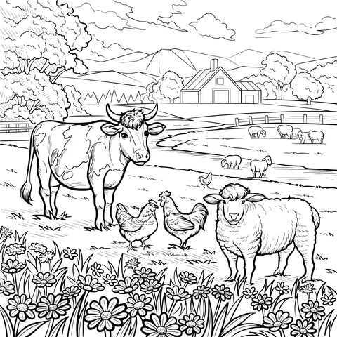 Farm Animals in a Pastoral Scene