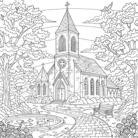 Autumn Church Scenery