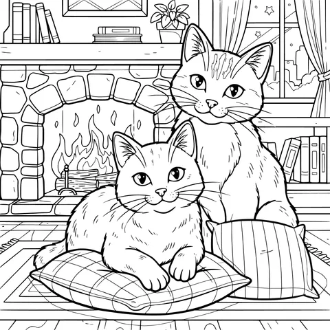 Cats in a Cozy Room