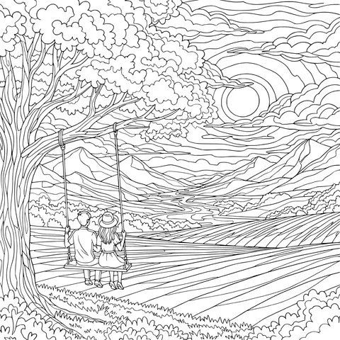 Beautiful Moments on the Swing under the Tree