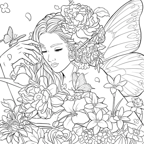 Flower Fairy in the Flower Bed