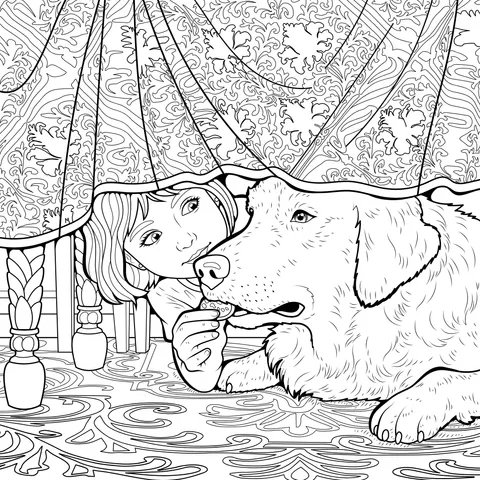 Warm Moment of a Girl and a Dog