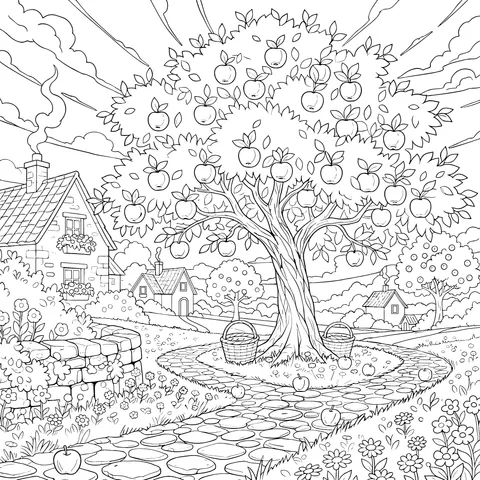 Scenic Apple Tree in Countryside