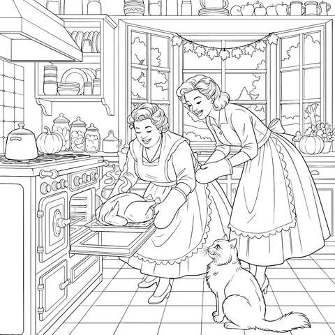 Autumn Kitchen Cooking Scene