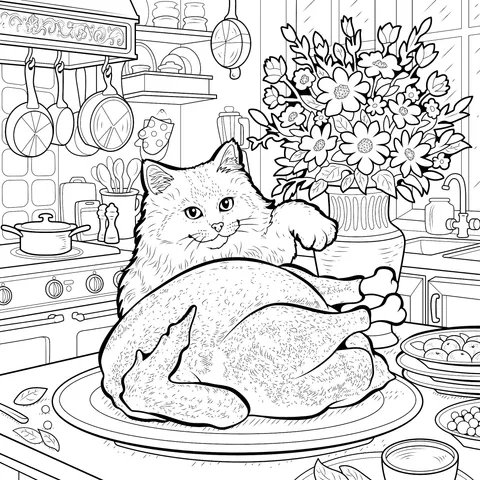 Cat and Roast Turkey