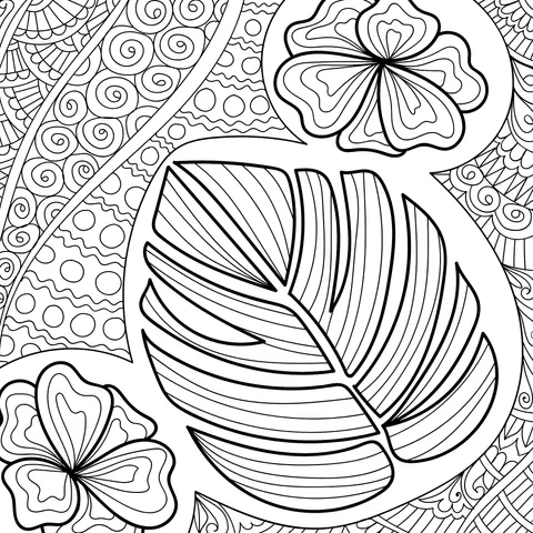 Tropical Flower and Leaf Pattern
