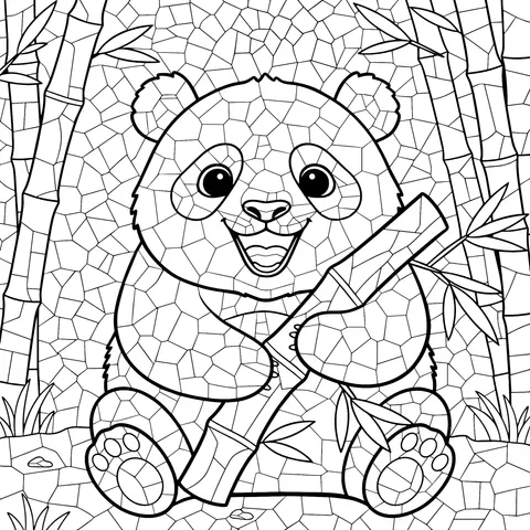 Adorable Panda Hugging Bamboo