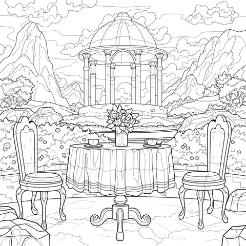 Romantic Outdoor Tea - break Scene