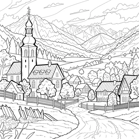 Beautiful Rural Village Scene