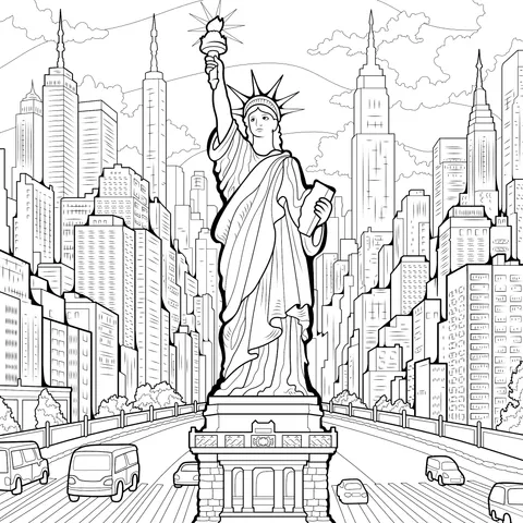 Statue of Liberty and Cityscape