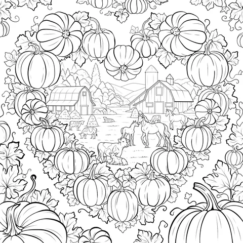 Heart - shaped Field with Pumpkins