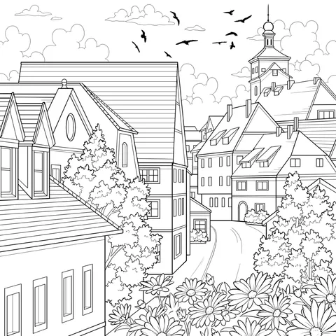 Colorful Town Scenery