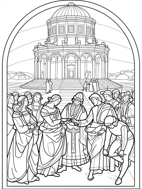 Scene of People in Front of a Classical Building