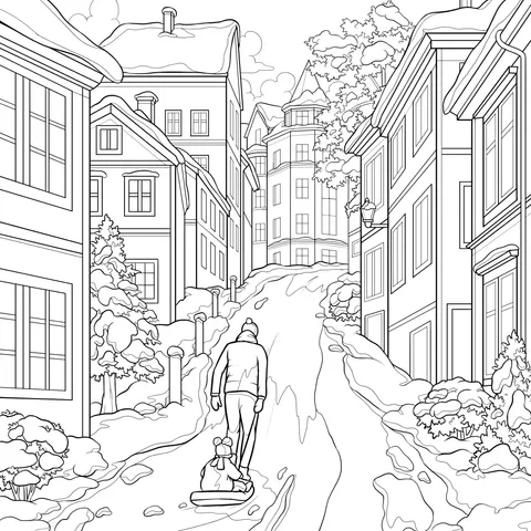 Parent - child Fun on a Winter Street