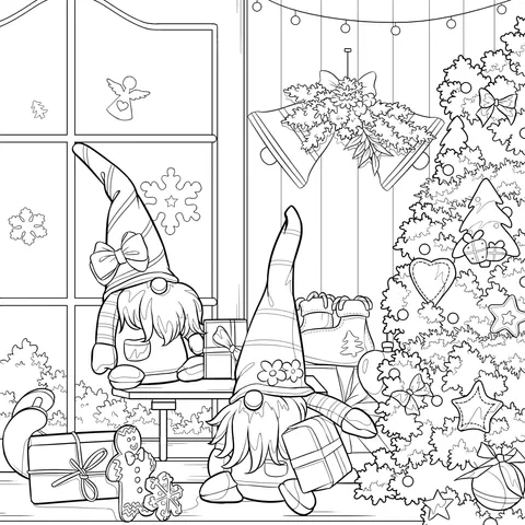 Cozy Christmas Dwarfs Scene