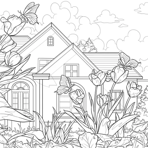 Beautiful Spring Courtyard Scene