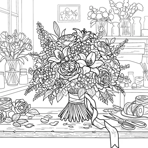 Flower - bouquet Making Scene