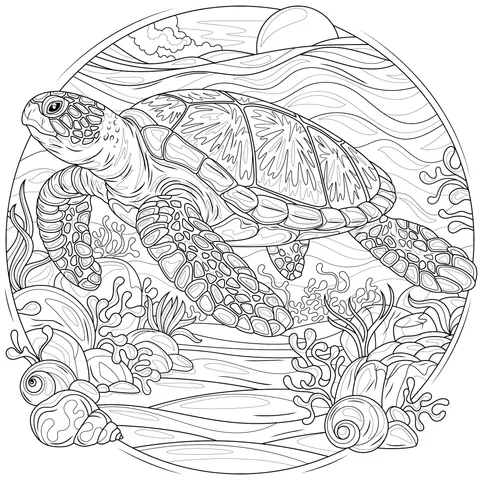 Underwater Sea Turtle Image