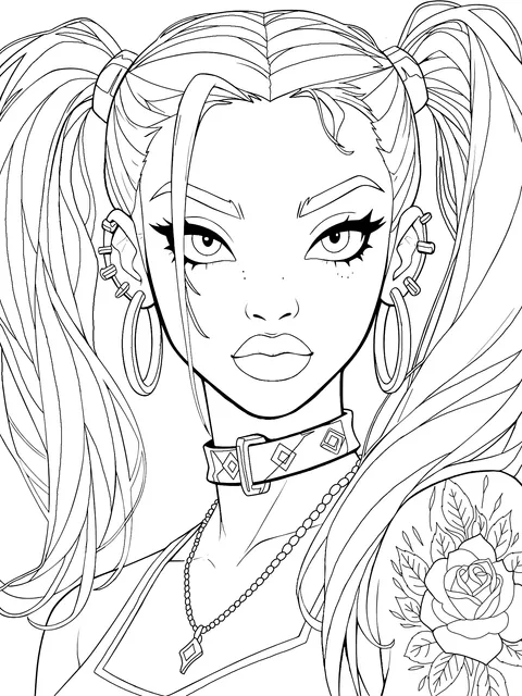 Cool Girl with Pigtails