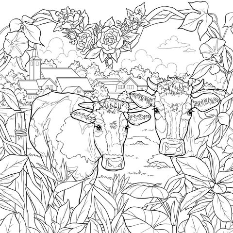 Two Cows in the Countryside