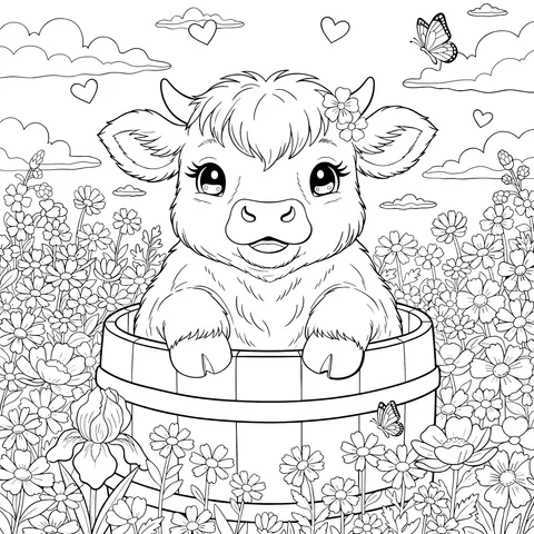 Calf in the Flower - filled Field