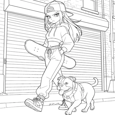 Street - style Girl and Adorable Dog