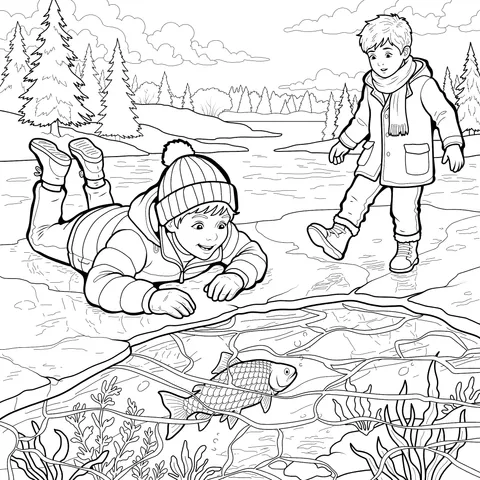 Fun Winter Scene on Ice