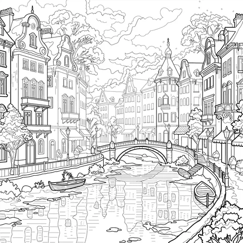 Winter Riverside Town Scenery