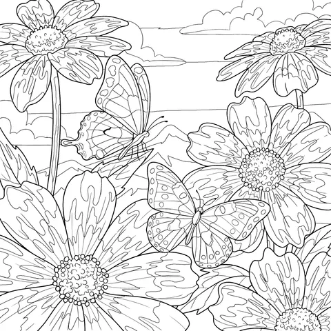 Butterflies in the Flower Bed