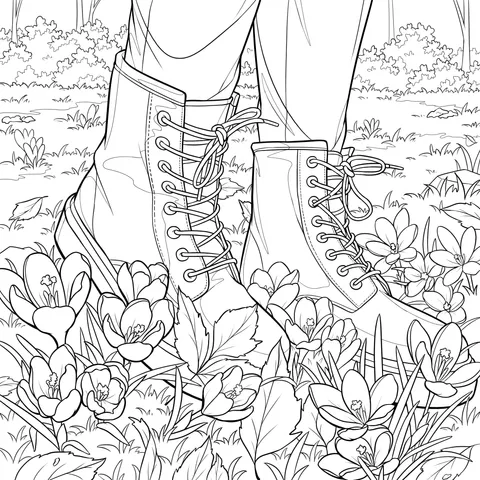Boots in a Flower Bed