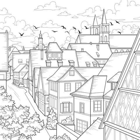 Colorful European - style Town Landscape