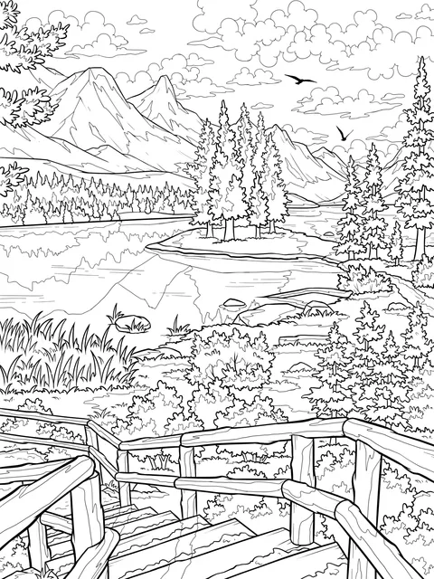 Beautiful Mountain - Forest and Lake Scenery