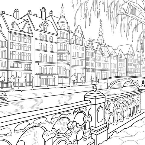 Wintertime Riverside Townscape