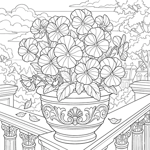 Potted Pansies on the Balcony