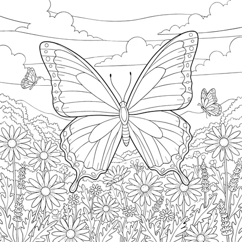 Butterflies Dancing in Flower Field