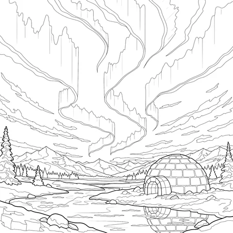 Beautiful Scene of an Igloo under the Northern Lights