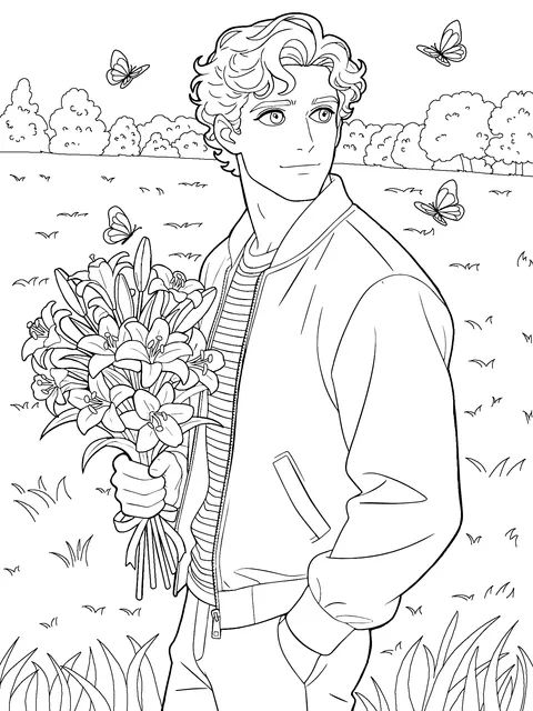 Man Holding a Bouquet
