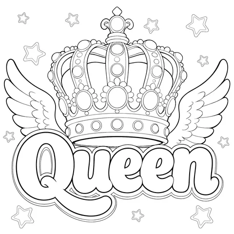 Winged Crown and the Word 'Queen'