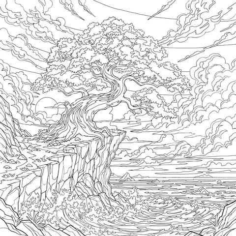 Solitary Tree on the Cliff