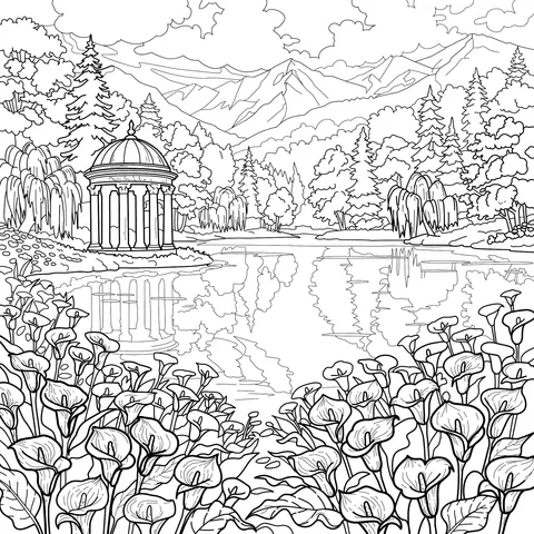 Autumn Scenery by the Lake