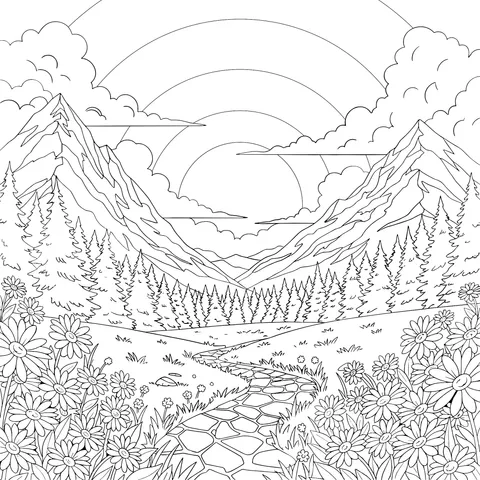 Beautiful Mountain Sunset Scene