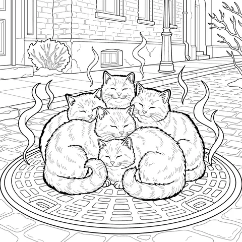 Cats Warming Themselves