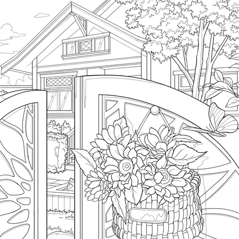 Sunflowers in Front of the Door Scene