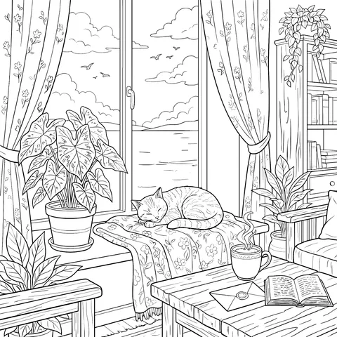 Cat Resting by the Window