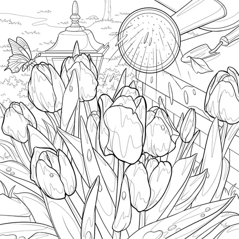 Colorful Tulip Landscape