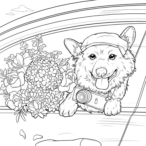 Adorable Corgi on a Road Trip