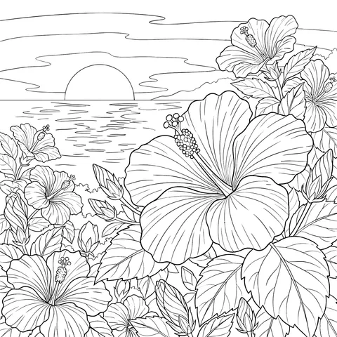 Hibiscus Flowers by the Seaside