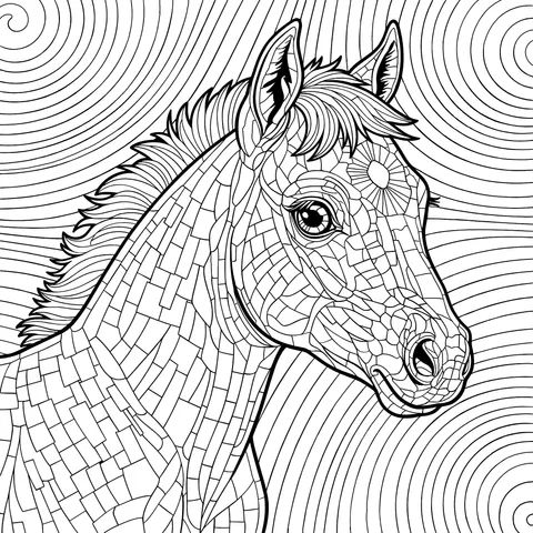Mosaic - style Horse Head