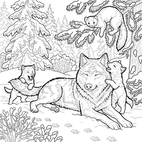 Animal Interaction in the Winter Forest