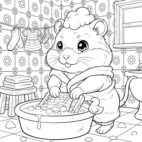 Hamster Taking a Bath